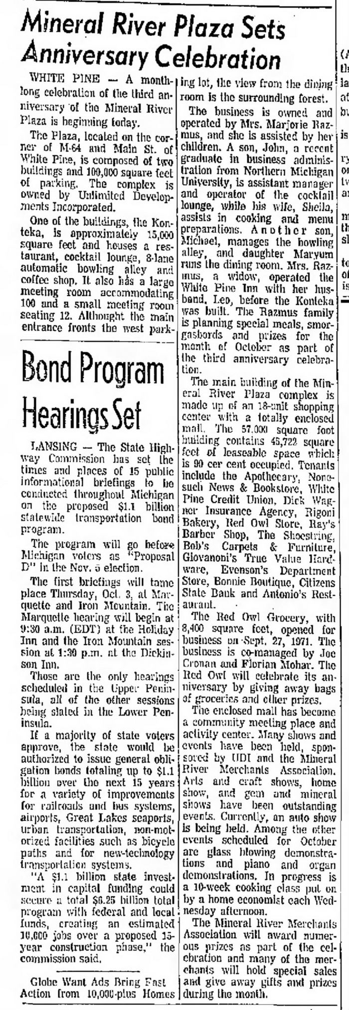 Mineral River Plaza - 1974 Article